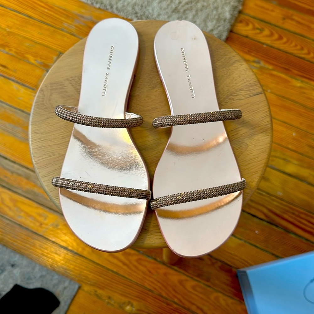 Rose Gold Giuseppe Zanotti slide sandals. Size 38.5.